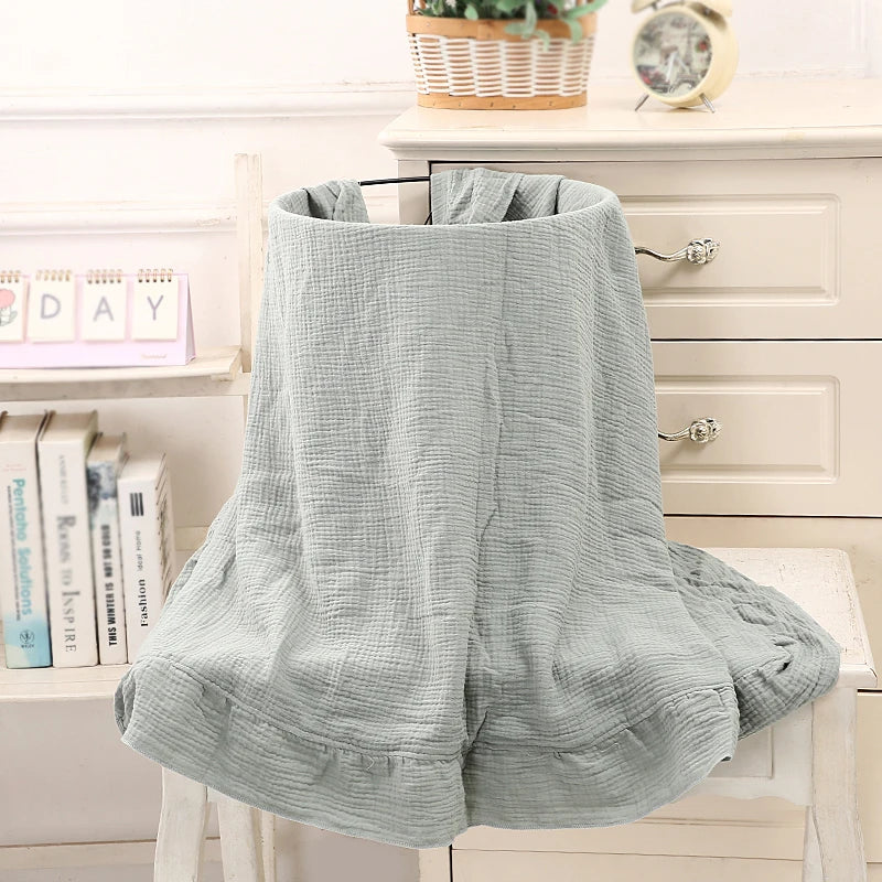100% Organic Cotton Baby Wrap Gauze Ruffle Baby Blanket Security Material Swaddle Blanket