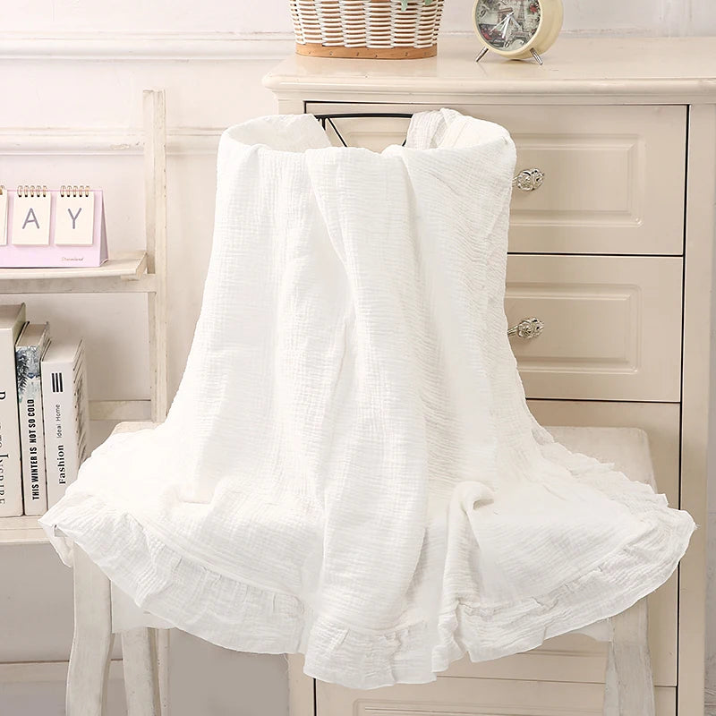 100% Organic Cotton Baby Wrap Gauze Ruffle Baby Blanket Security Material Swaddle Blanket