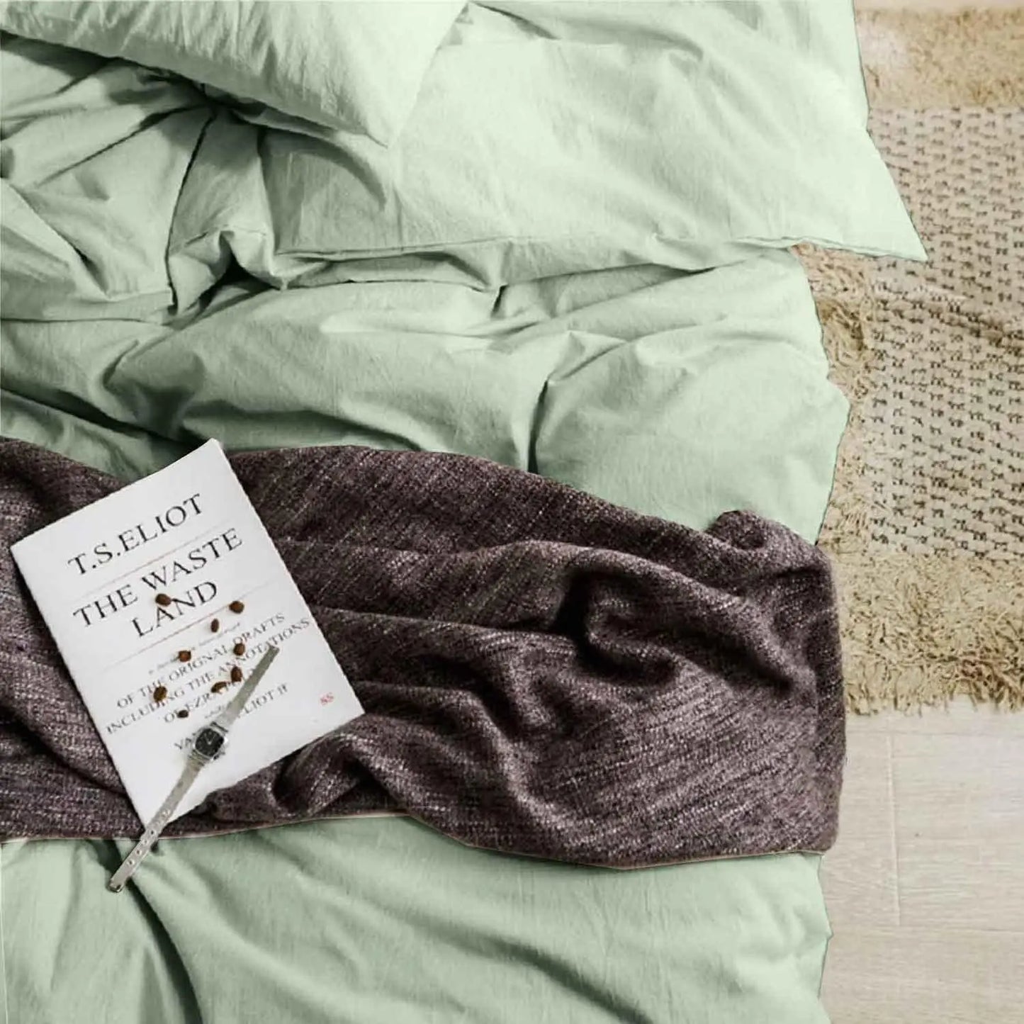 Sage Green Duvet Cover Queen Size 3 Pieces, Soft & Lightweight Light Green Quilt Cover Set