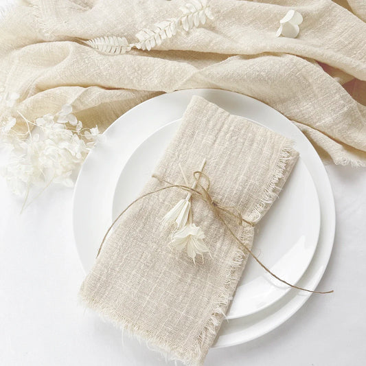 Gauze cotton Napkins reusable green Trim Tea Towel Rustic Retro Burrs napkins for Party Table decoration 6PCS