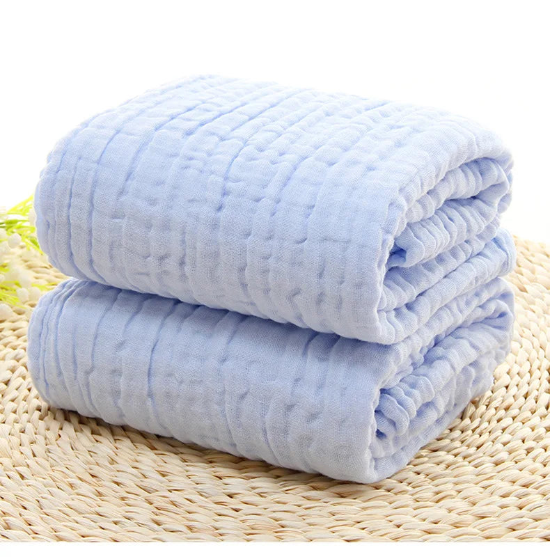 Baby Bath Towel 6 Layers Infant Gauze Receiving Blanket 1pc Kid Swaddle Wrap Bedding 105*105cm Pure Cotton Bubble Muslin Blanket