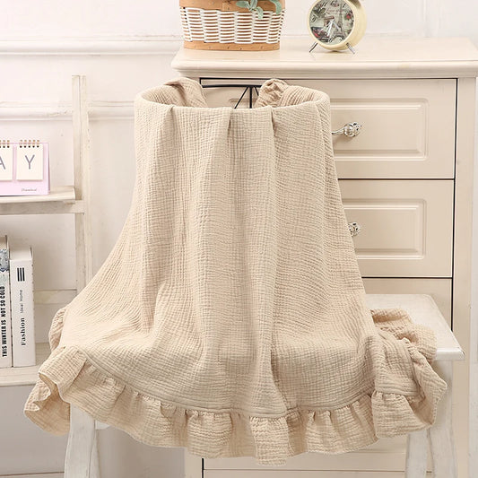 100% Organic Cotton Baby Wrap Gauze Ruffle Baby Blanket Security Material Swaddle Blanket