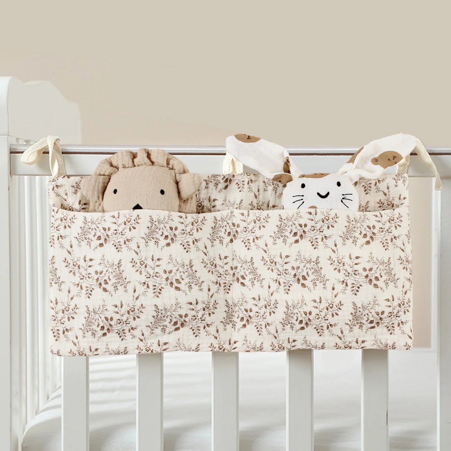 Cotton Bedside Diaper Bag Cute Baby Item Nappy Storage Bag Organizer Baby Crib Bottle Trolley Hanging Bag Bedding Caddy Stacker